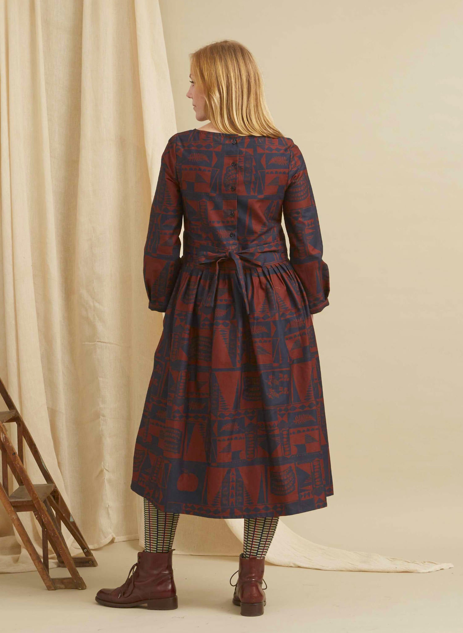 Philippa - Red/Navy Greenhouse Dress