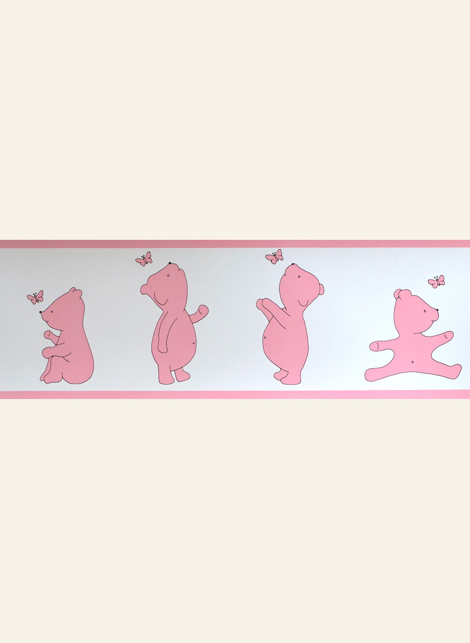 Pink Bears Print Wallpaper Border | 10 Metre Roll | UK