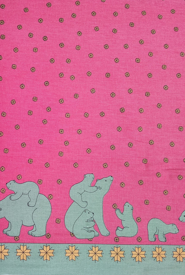 Pink/Green Polar Bear Fabric - Oilcloth