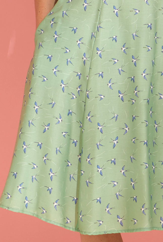 Rita - Green Swallows Dress