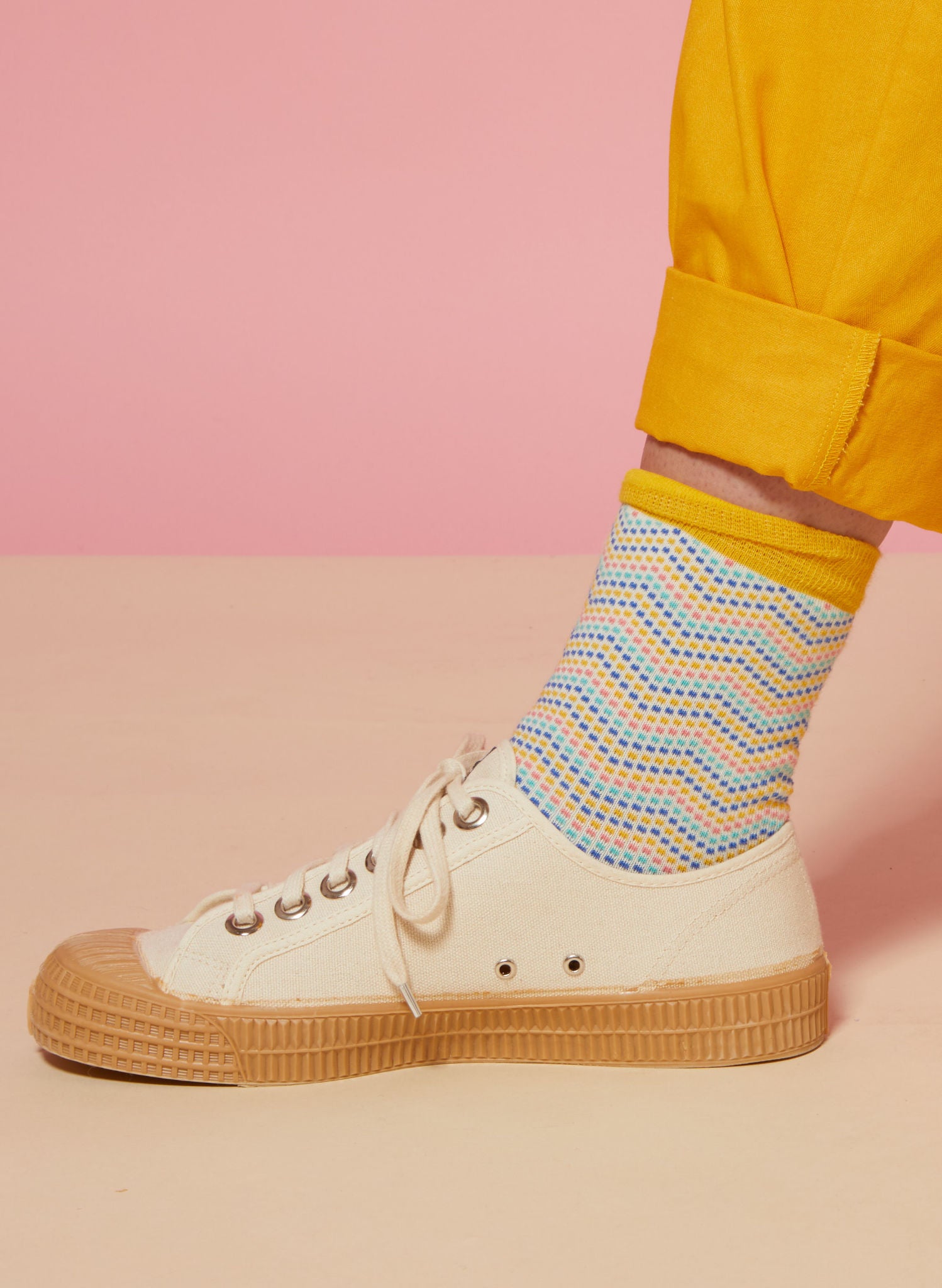 Ankle Socks - Yellow Zig Zag