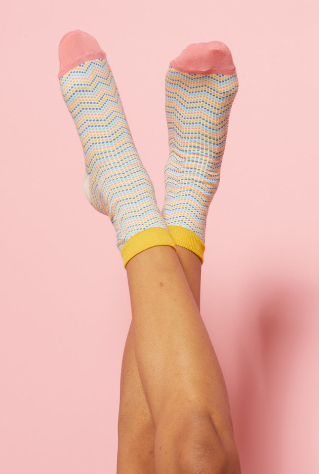 Ankle Socks - Yellow Zig Zag