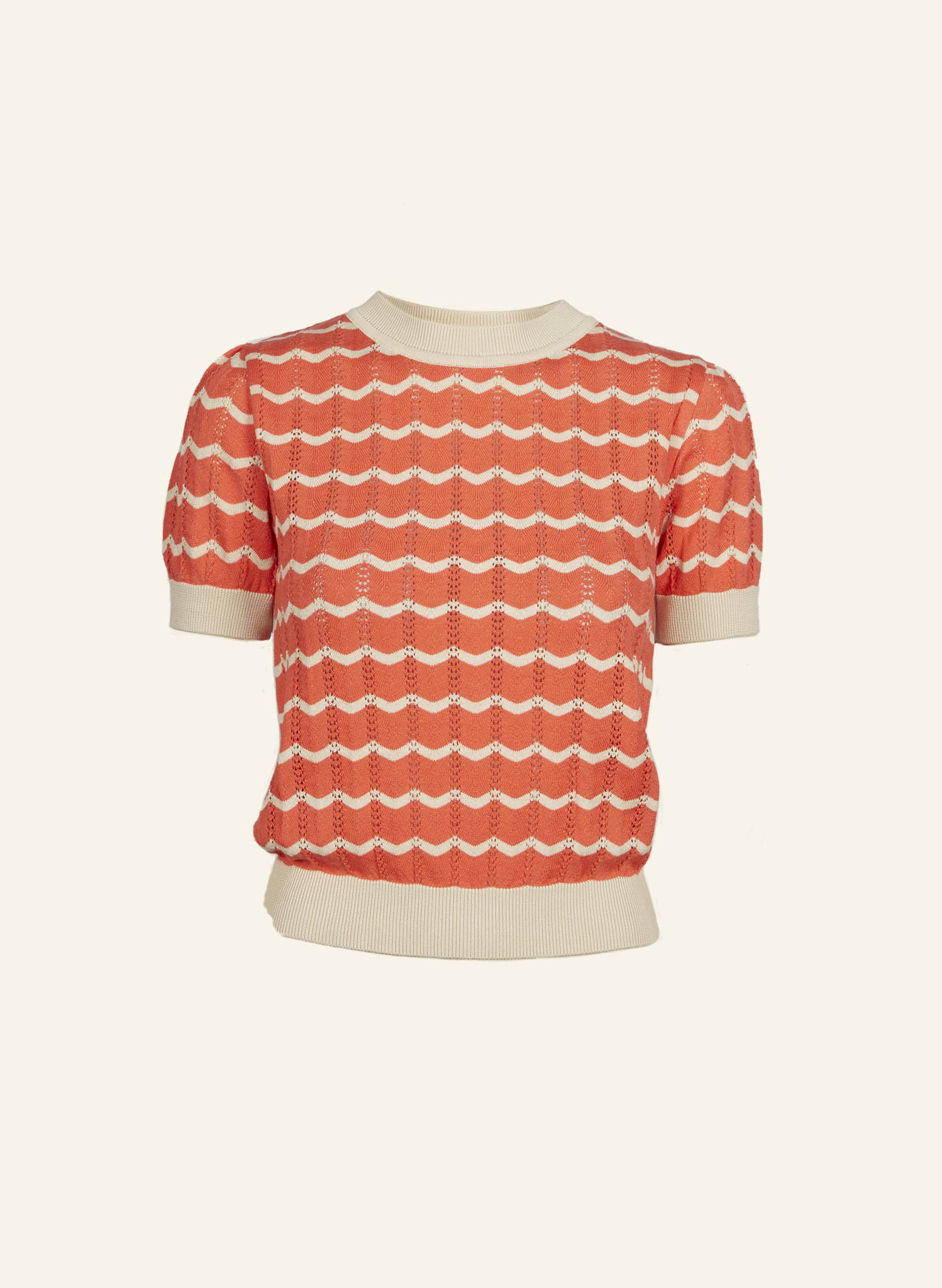 Eve - Pointelle Coral Shell Knitted Top | Organic Cotton