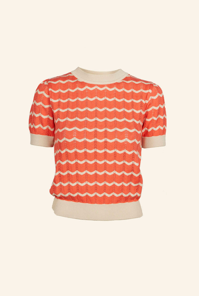 Eve - Pointelle Coral Shell Knitted Top | Organic Cotton