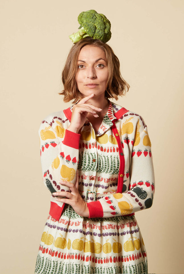 Vera - Five A Day Jacquard Cardigan - Full Length Sleeve