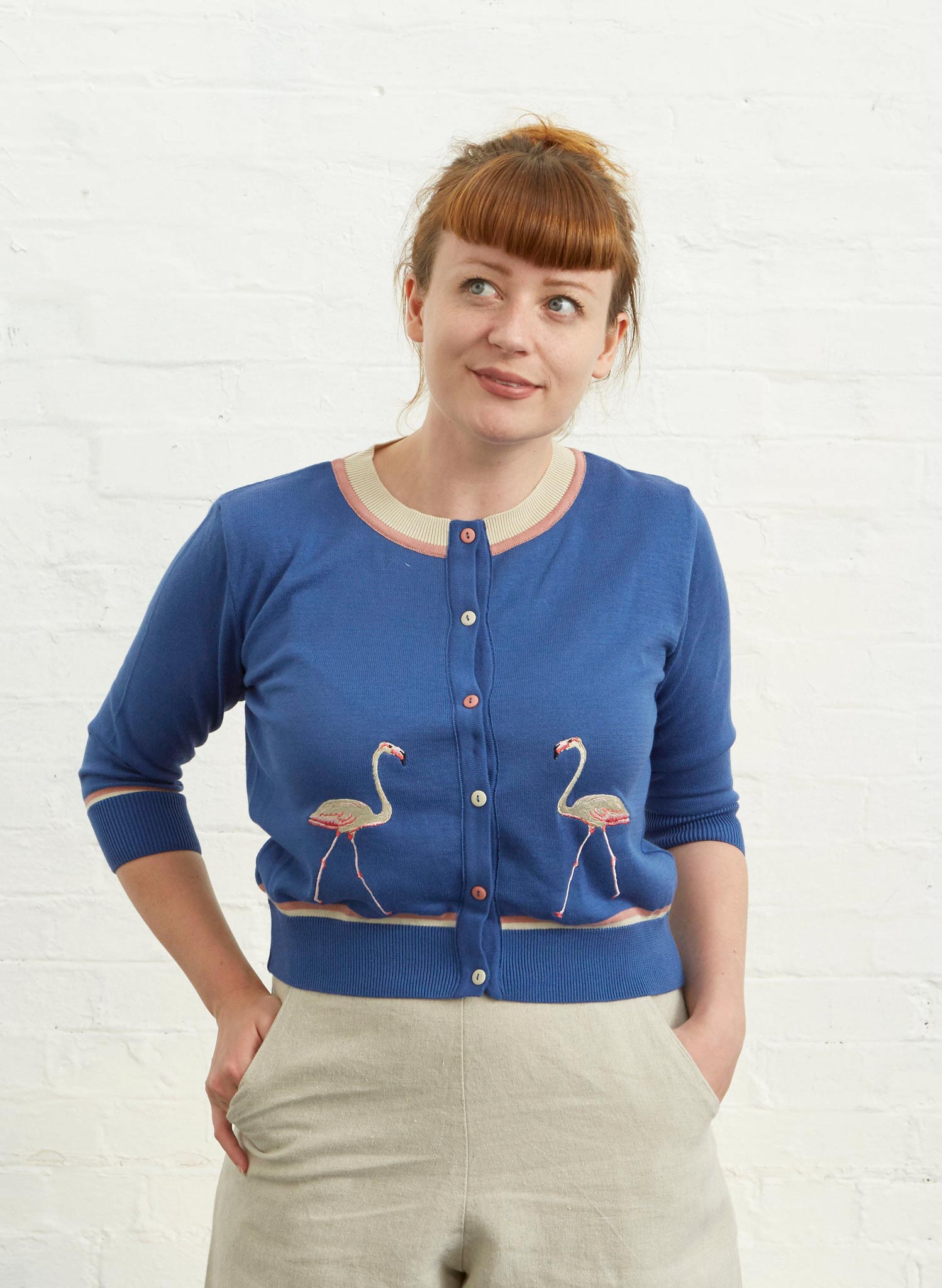 PRE LOVED - Vera Cardigan - Blue Flamingos