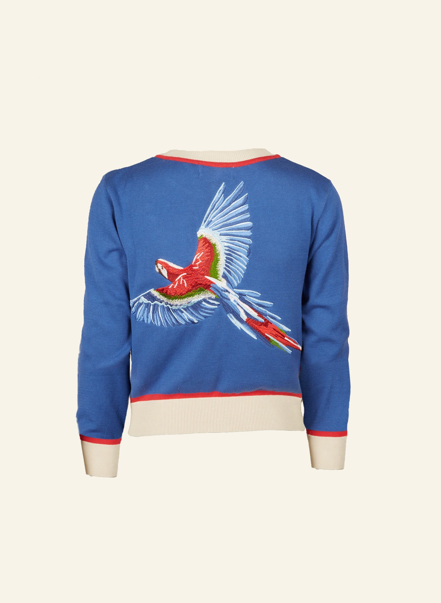 Vera  - Embroidered Blue Parrot Cardigan