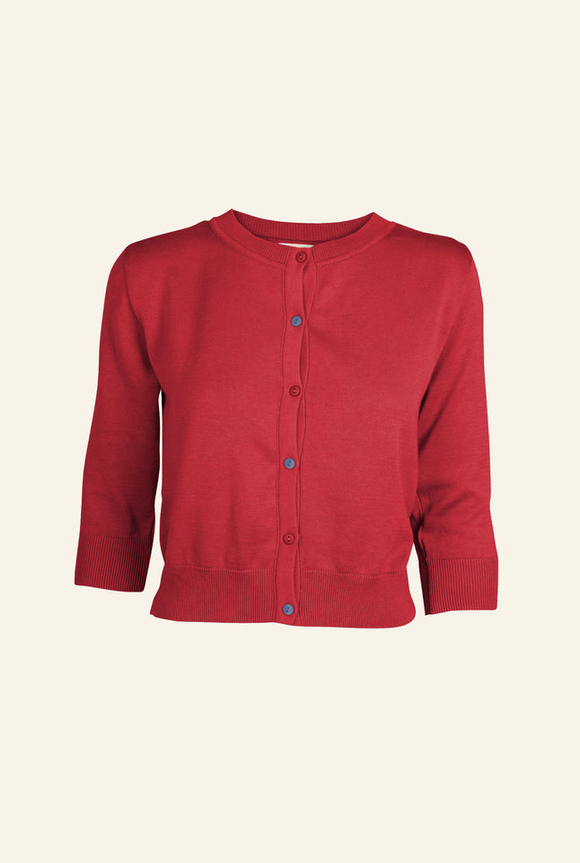 Vera - Crimson - Organic Cotton Cardigan