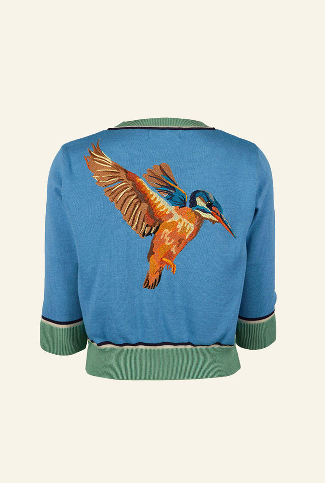Vera - Chalk Blue Kingfisher Cardigan - 3/4 Sleeve