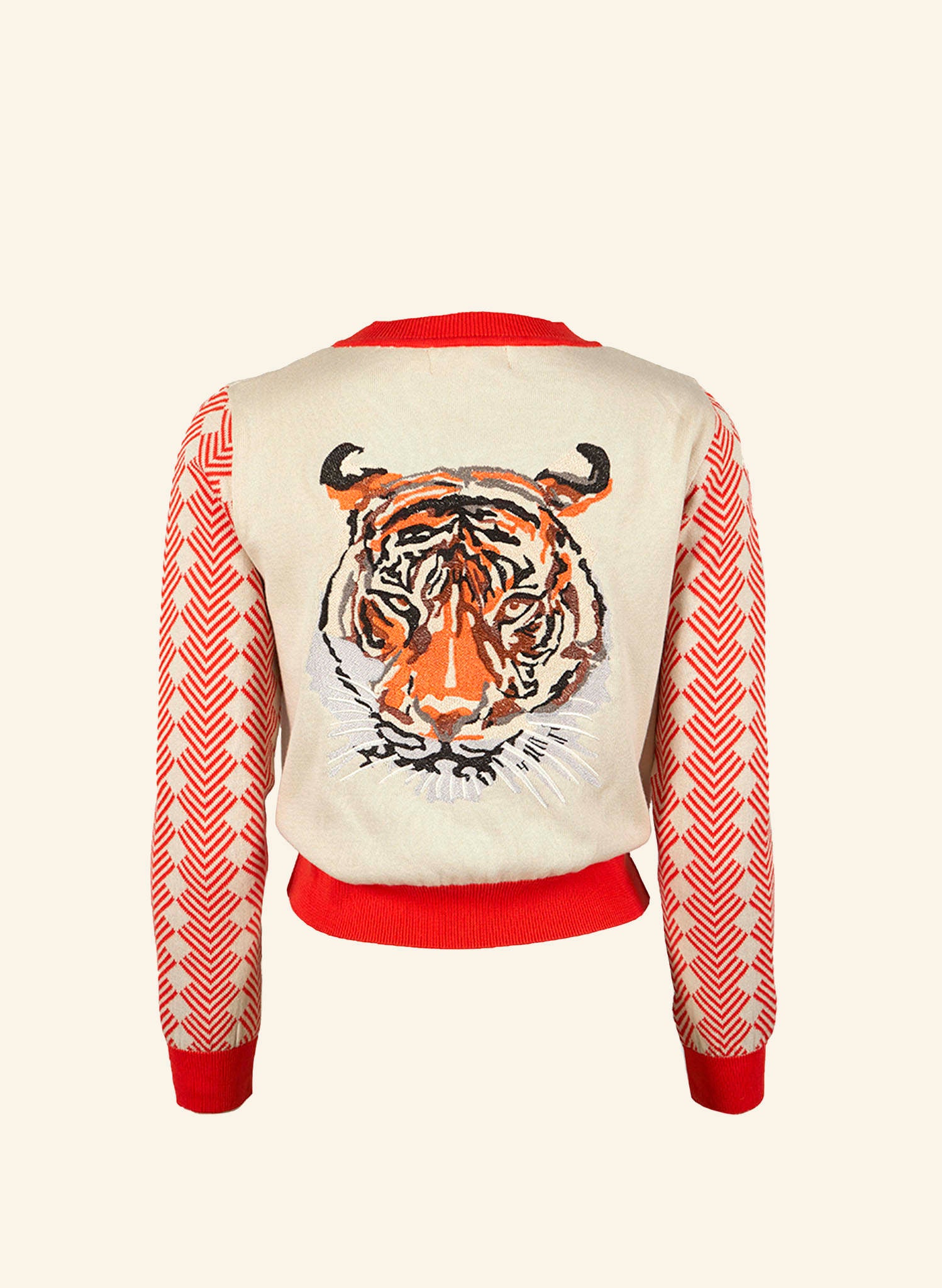 Vera Full Length Sleeve Cardigan - Coral Large Tiger