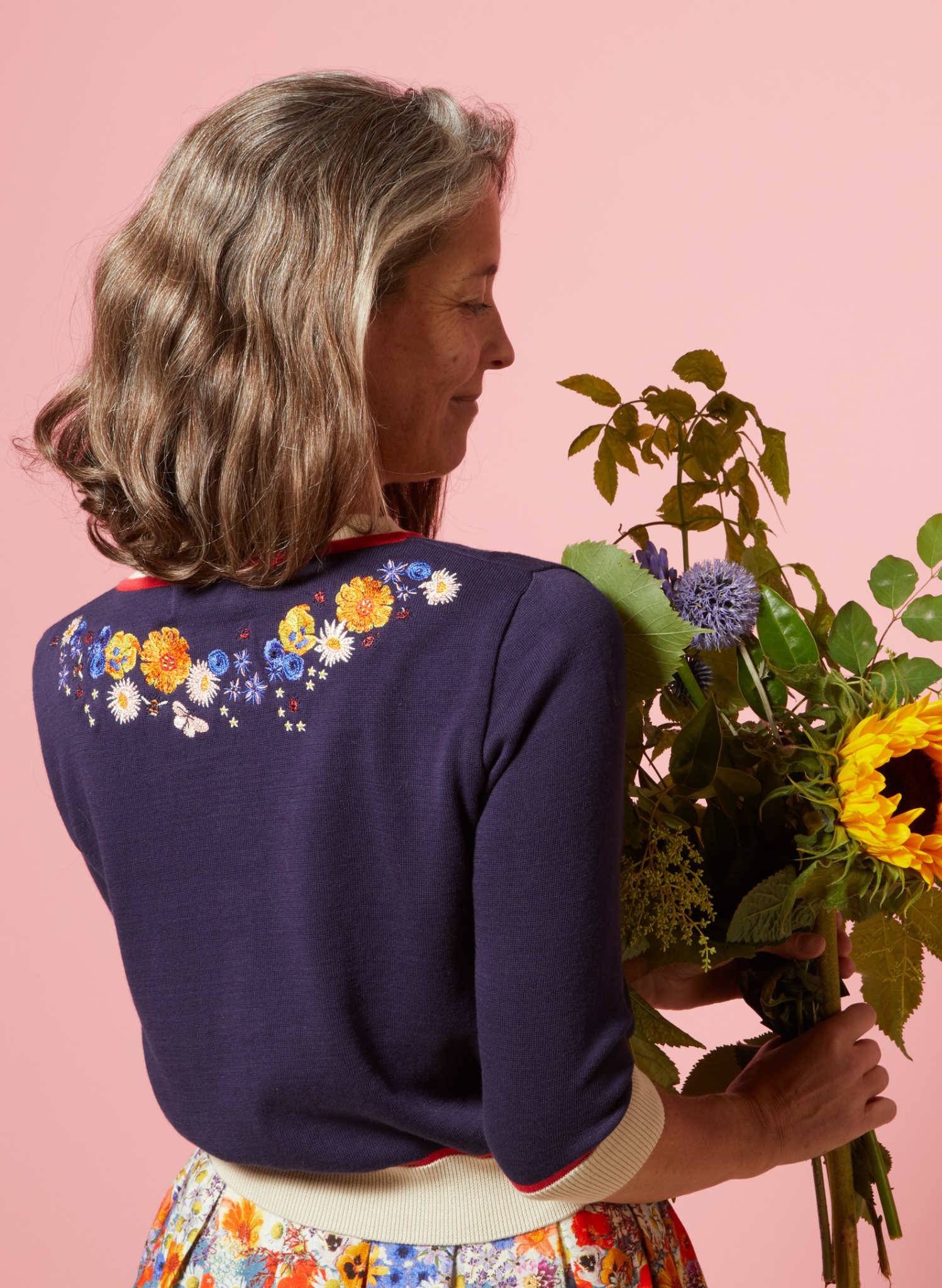 PRE LOVED - Vera - Navy Edible Flowers Cardigan