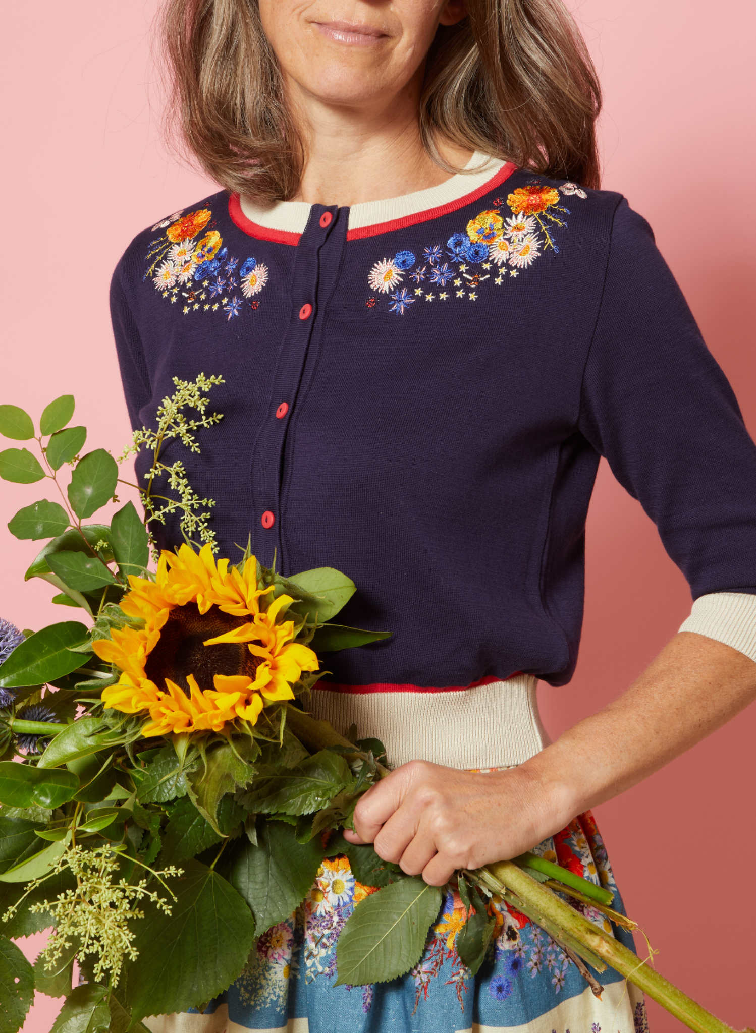 PRE LOVED - Vera - Navy Edible Flowers Cardigan