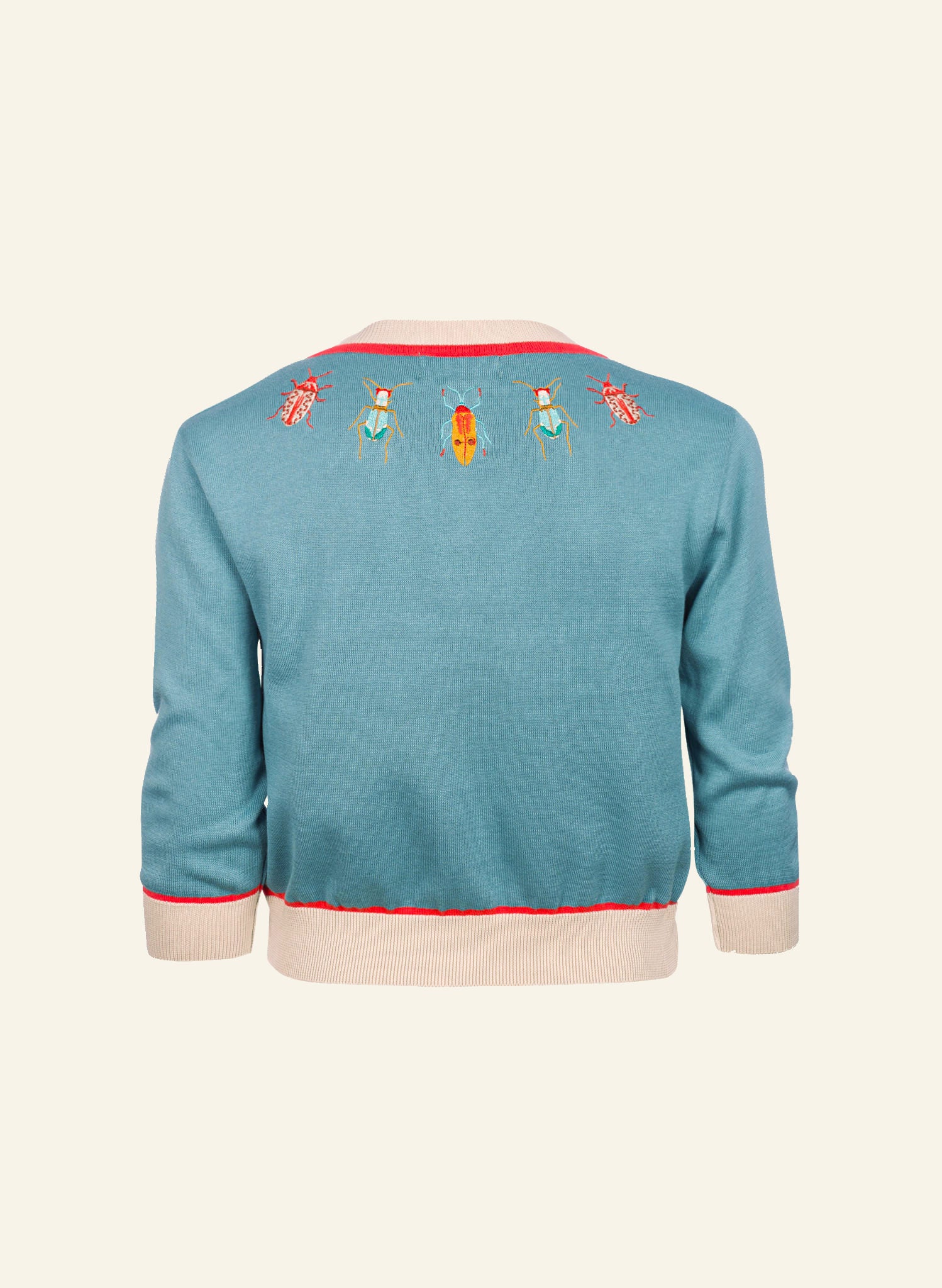 Vera - Teal Bugs Embroidered Cardigan