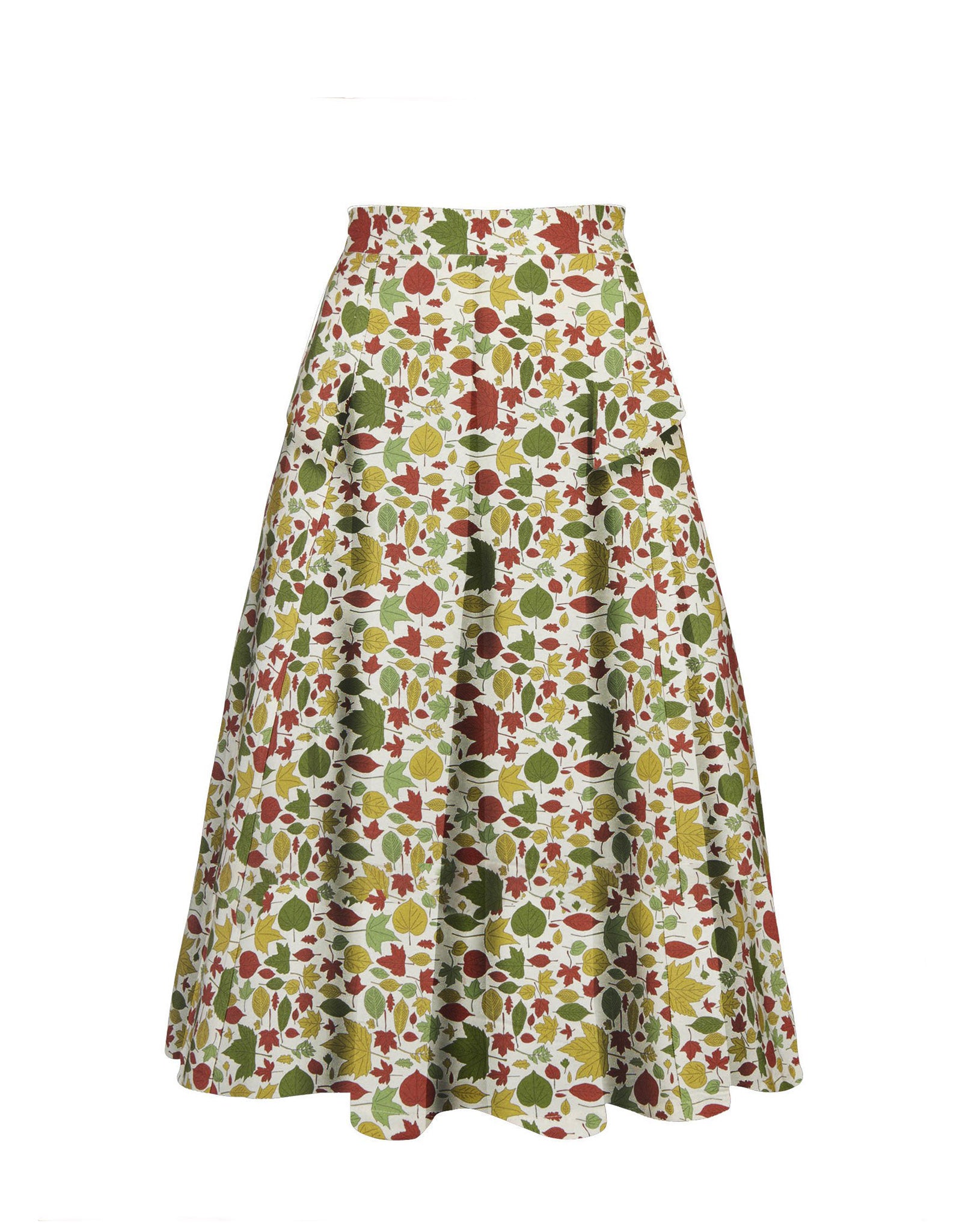 Veronica - Multi Autumn Leaves Skirt - 100% Tencel