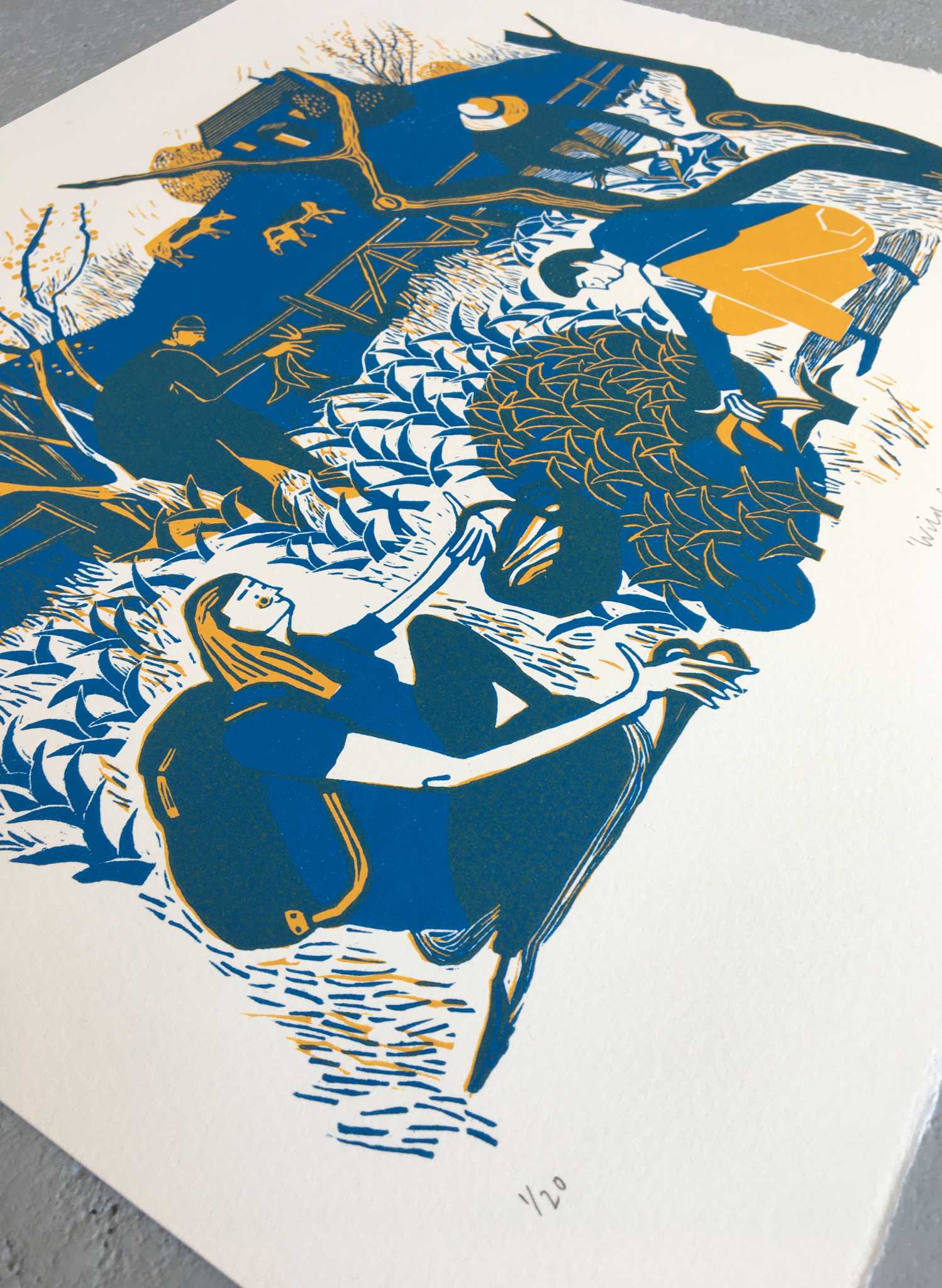 Wild Garlic Lino Print by Helen Murgatroyd