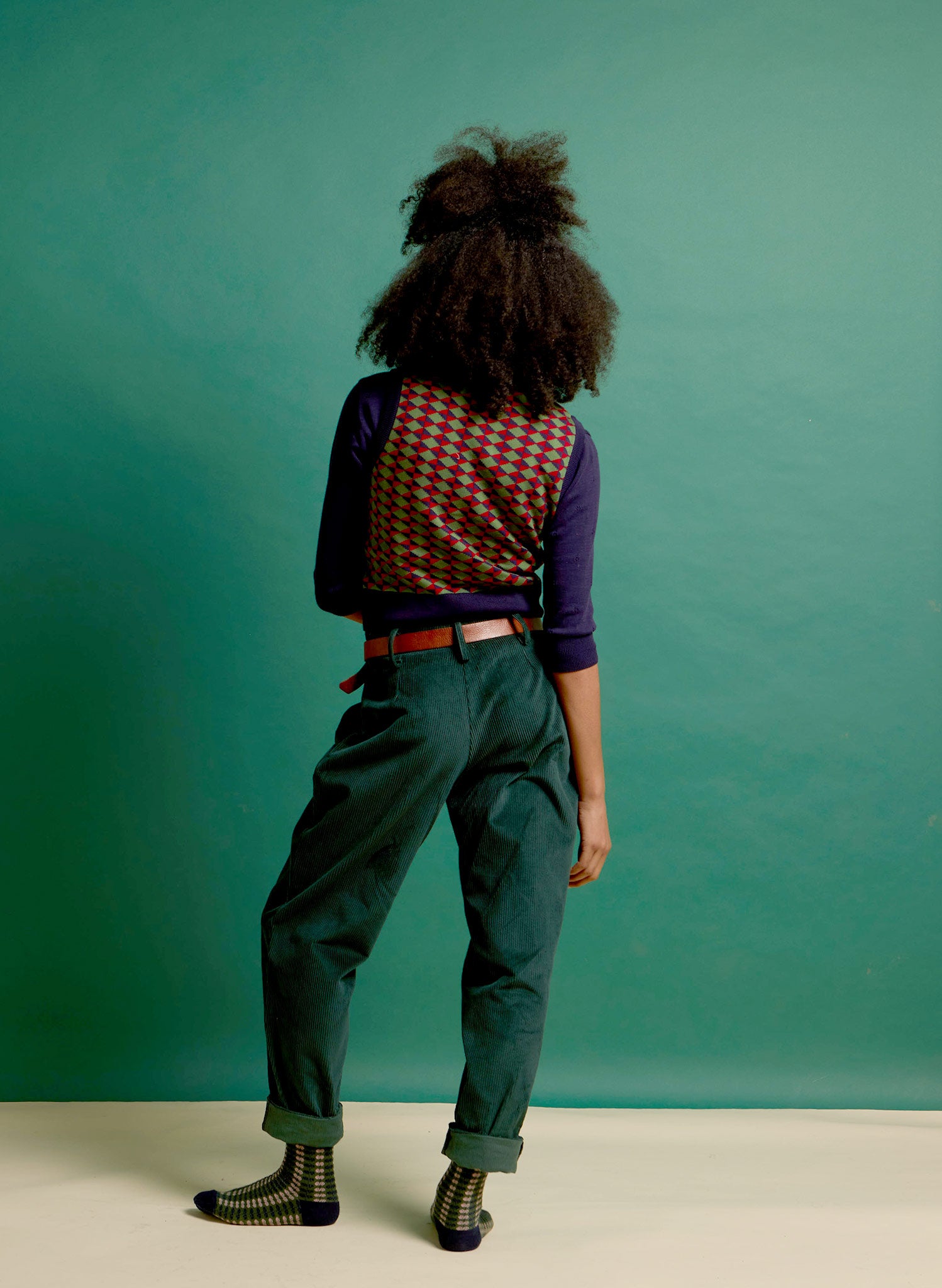 Wilma - Bottle Green Corduroy Trousers