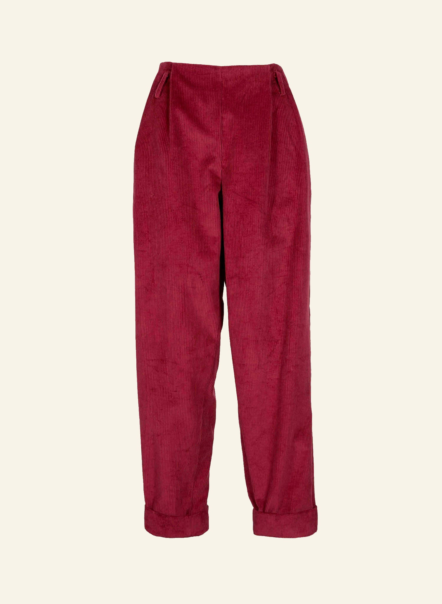 Wilma - Cherry Corduroy Trousers